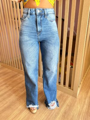 Calça Jeans Wide Leg Barra Destryed - Imagem 3