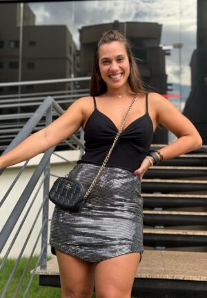 Mini Saia Com Brilho Prata