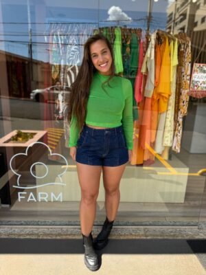 Blusa Tule Manga Longa Gola Alta Lisa Alls - Imagem 4