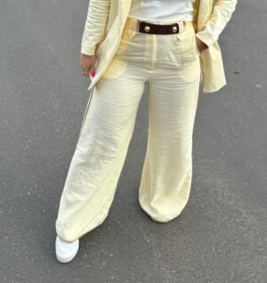 Calca Linho Com Cinto Bege Lemon Mere - Imagem 2