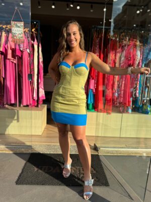 Vestido Courset Curto Bicolor