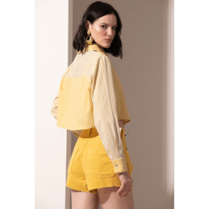 Camisa Cropped Tricoline Listrada