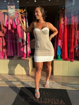 Vestido Courset Curto Bicolor - Imagem 5