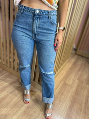 Calca Jeans Boyfriend Barra Desfiada Denim - Imagem 2