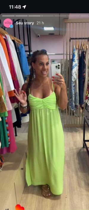 Vestido Midi Decote Franzido