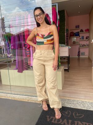 Calça Pregas Com Ajuste Na Barra - Imagem 4