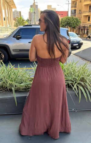 Vestido Longo Decote Torcido - Imagem 2