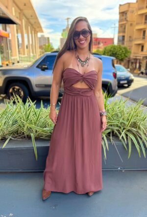 Vestido Longo Decote Torcido