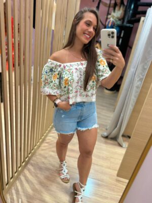 Bermuda Jeans Baixa Desfiada - Imagem 2