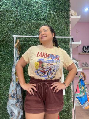 Short Cós Elástico Textura