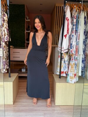 Vestido  Decote  Profundo Pala Franzido - Imagem 4