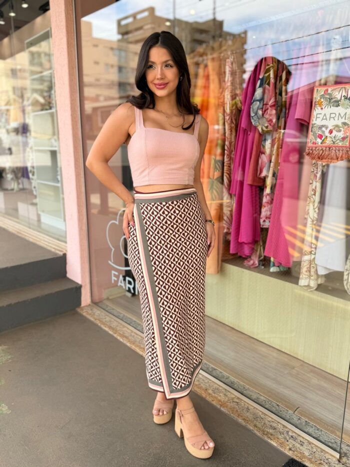 Blusa Cropped Decote Reto Dupla malha