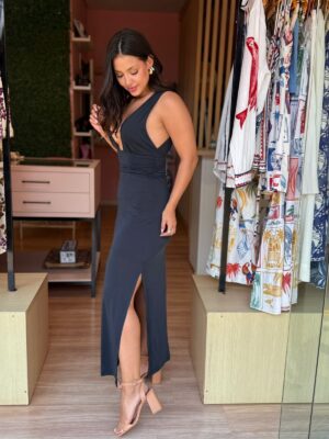 Vestido  Decote  Profundo Pala Franzido - Imagem 2