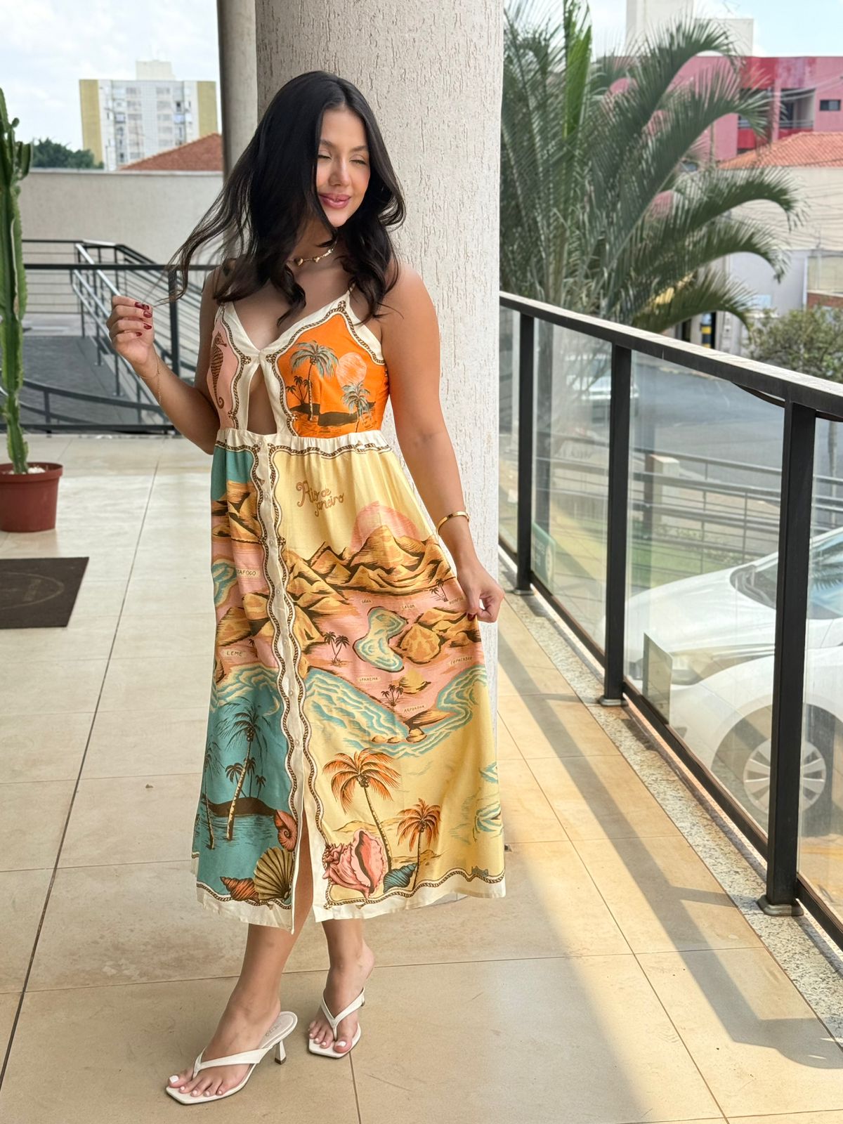 1f7d841163390eefd9fc8a96811de1cd.jpg Vestido Midi Souvenir Litoral FARM - Imagem 1