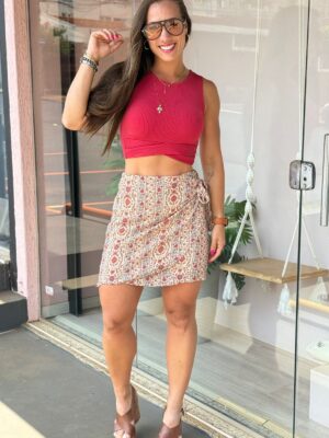 Saia Curta Pareo Estampa Gave Palha MARIA FILÓ - Imagem 3