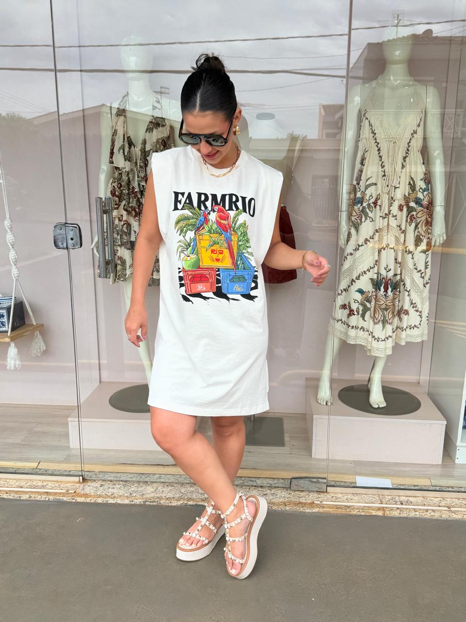 4888f54f8e2d5fdaafb0b21cff814bc1.jpg Vestido Curto Engradados FARM RIO - Imagem 1