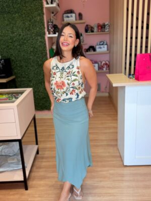 Saia Midi Irregular Pala Pregas MARIA fILO - Imagem 3