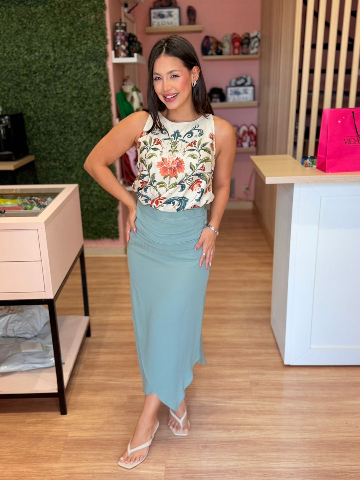 Saia Midi Irregular Pala Pregas MARIA fILO - Imagem 1